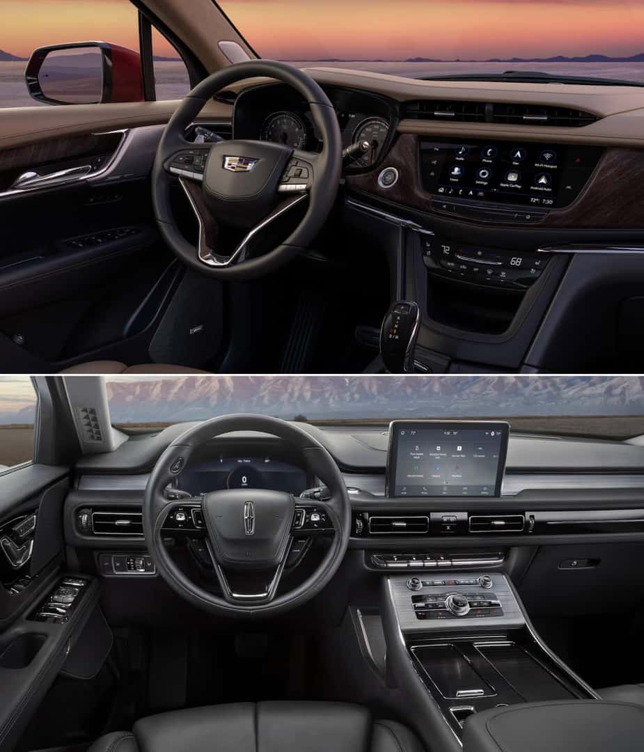 Cadillac XT6 vs. Lincoln Aviator Luxury SUVs: Interior and Technology