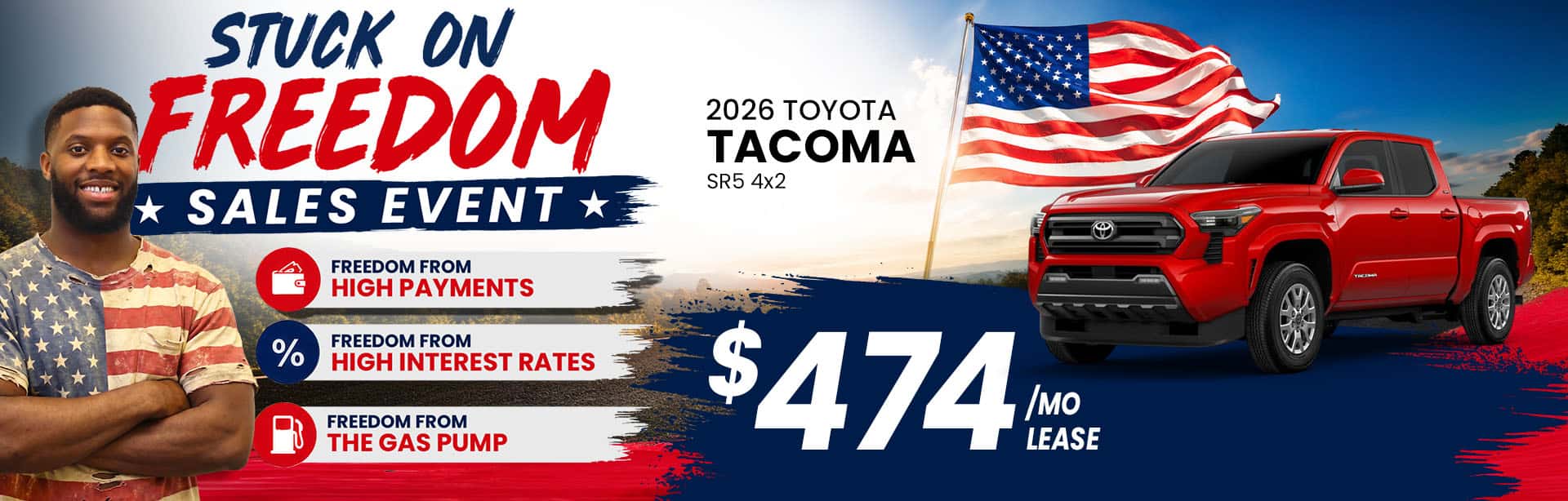 Take on every road with the rugged 2026 Toyota Tacoma SR5 4x2. Lease for just $474 per month and enjoy proven truck capability, bold styling, and the versatility to handle workdays, weekends, and everything in between. Freedom from high payments starts here.