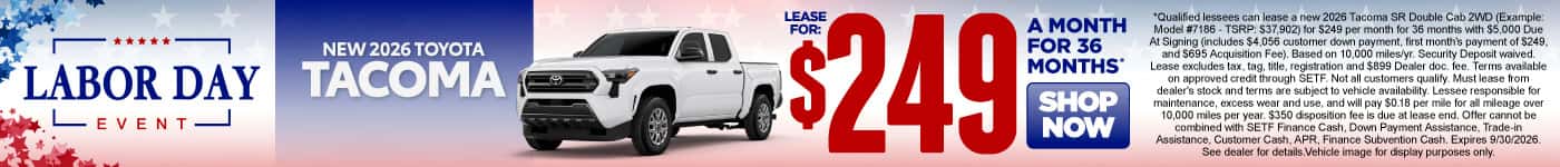 New 2026 Toyota Tacoma $249/mo, 36 month lease*