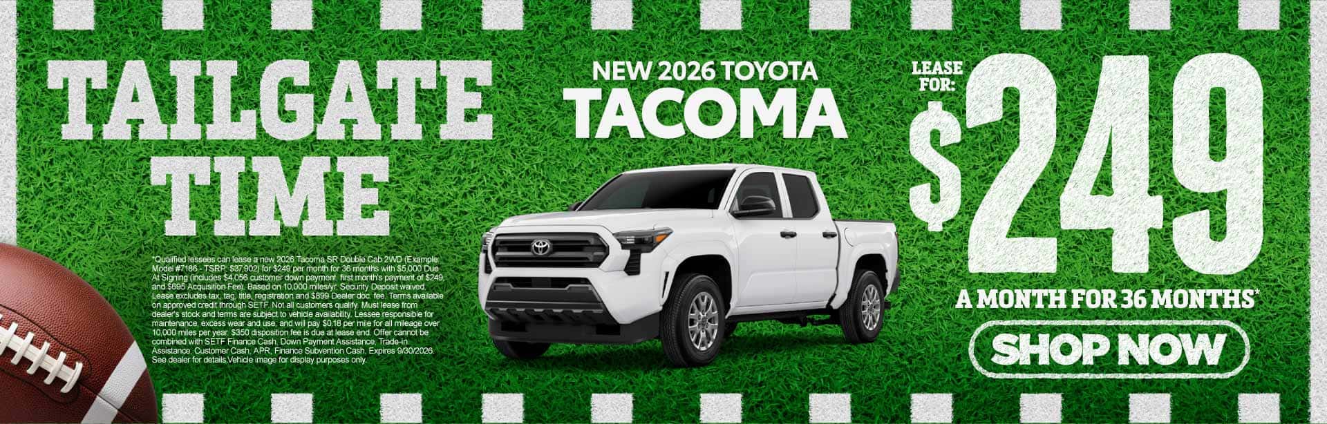 New 2026 Toyota Tacoma $249/mo, 36 month lease*