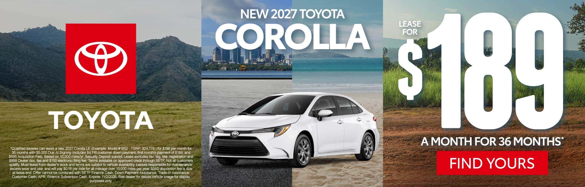 New 2027 Toyota Corolla "$189/mo, 36 month lease* "