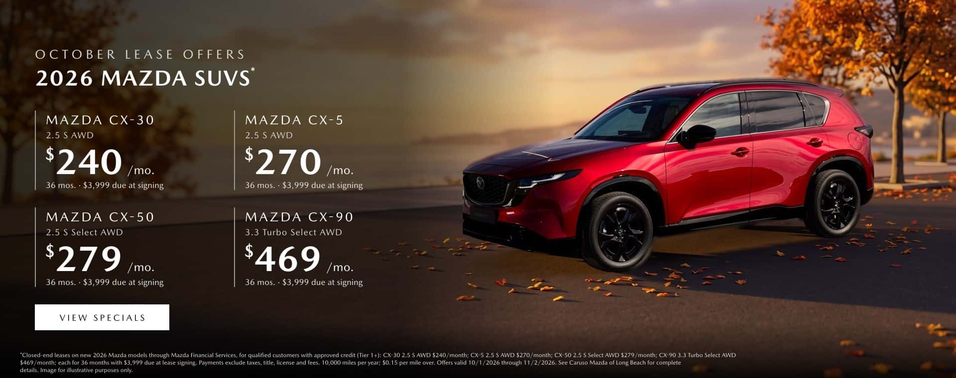 October 2026 Mazda SUV Lease Offers at Caruso Mazda of Long Beach