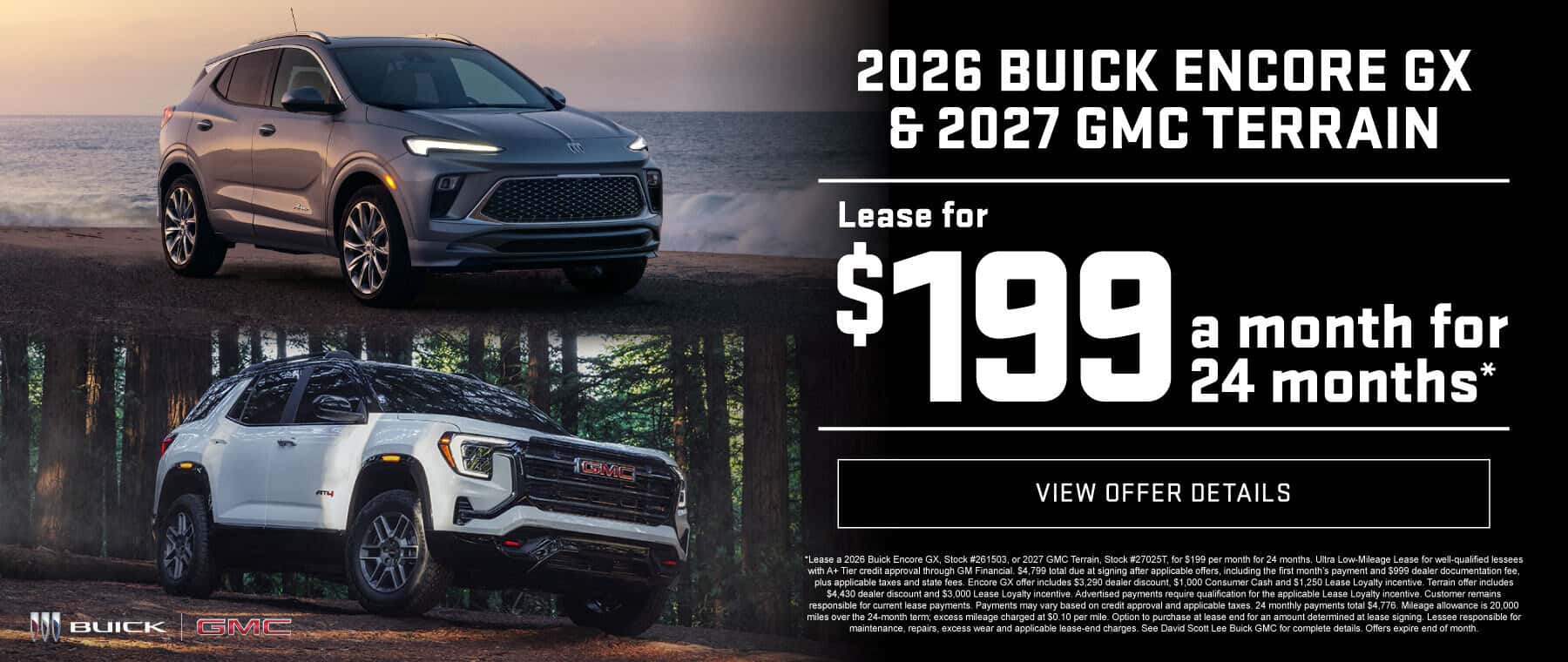 2026 Buick Encore GX & 2027 GMC Terrain Lease for $199 a month for 24 months*