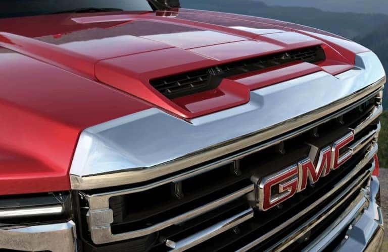 Red 2023 GMC Sierra 2500 HD Hood