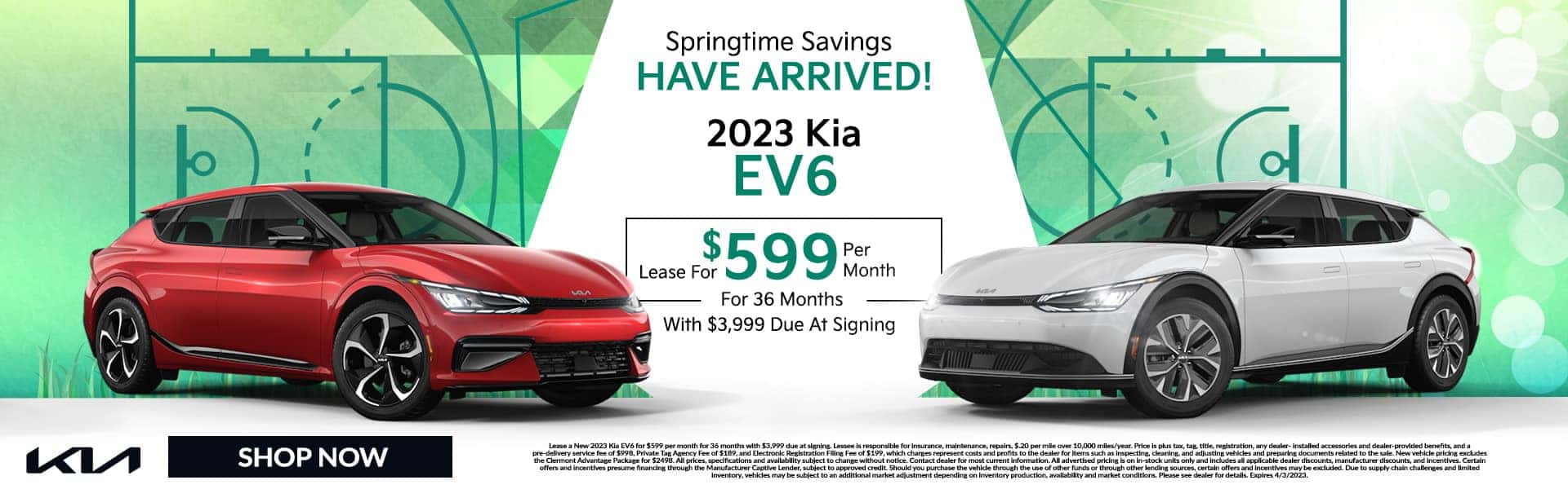 Springtime Savings Have Arrived | 2023 Kia EV6 Lease For $599 Per Month For 36 Months With $3,999 Due At Signing