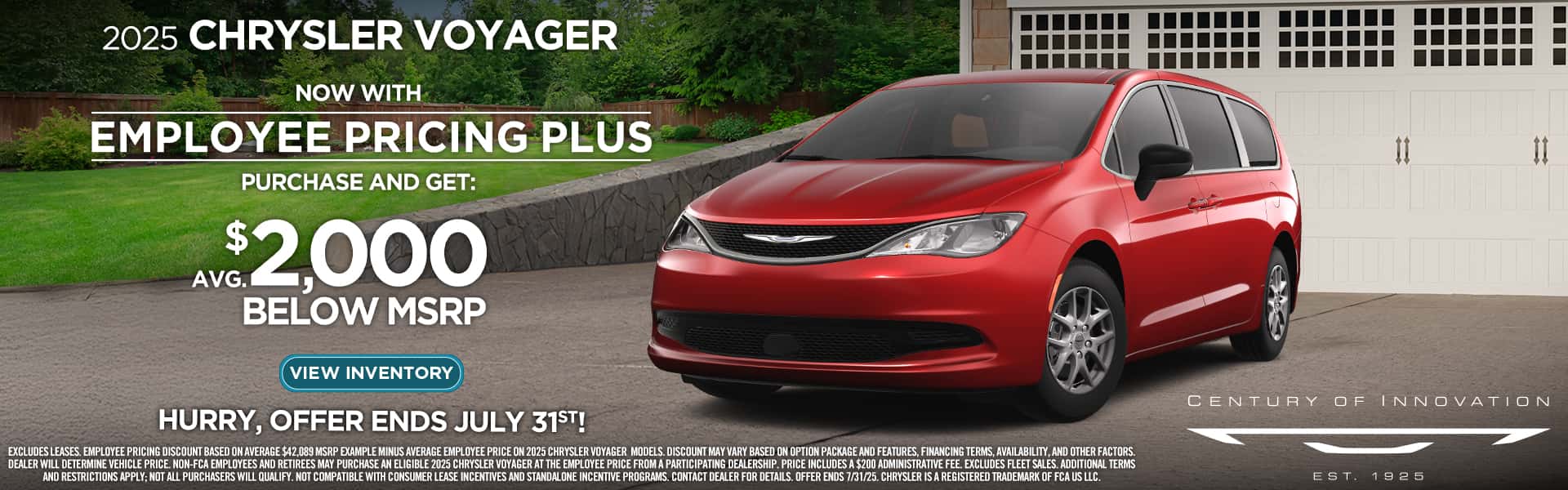 $2,000 below msrp on 2025 Chrysler Voyager