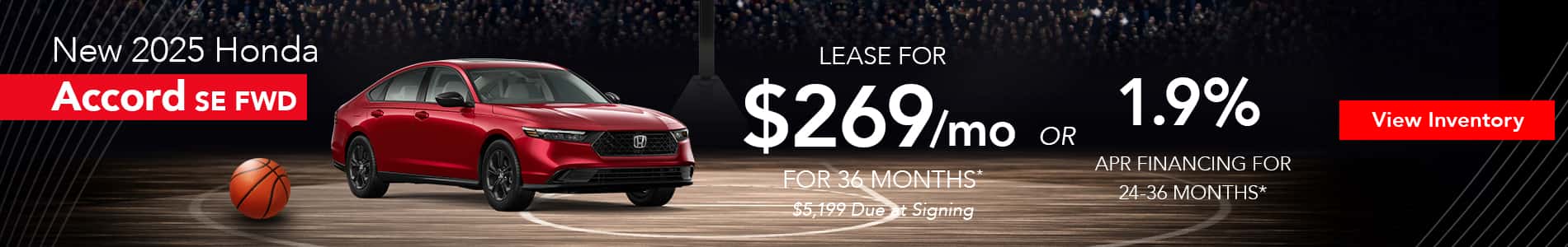 Lease a new 2025 Honda Accord for $269 per month in Huntersville, NC