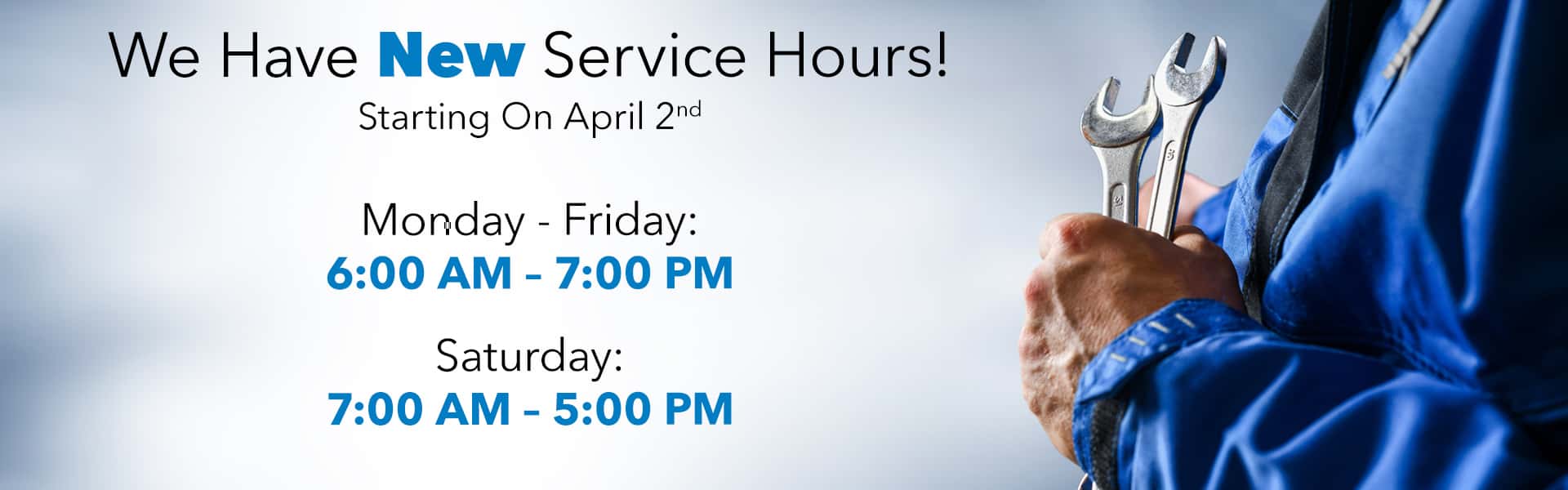 Our service department has new hours!