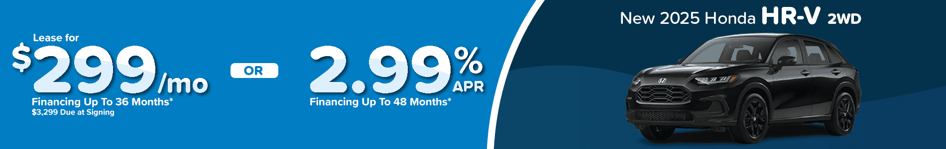 Lease a new 2025 Honda Accord HR-V for $299 per month in Huntersville, NC