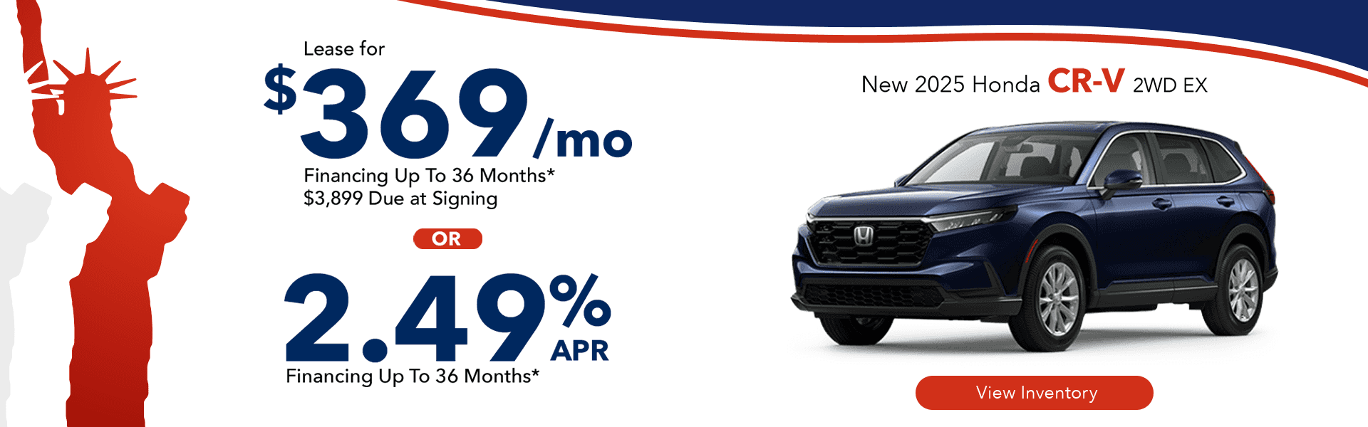 Lease a new 2025 Honda CR-V for $369 per month in Huntersville, NC