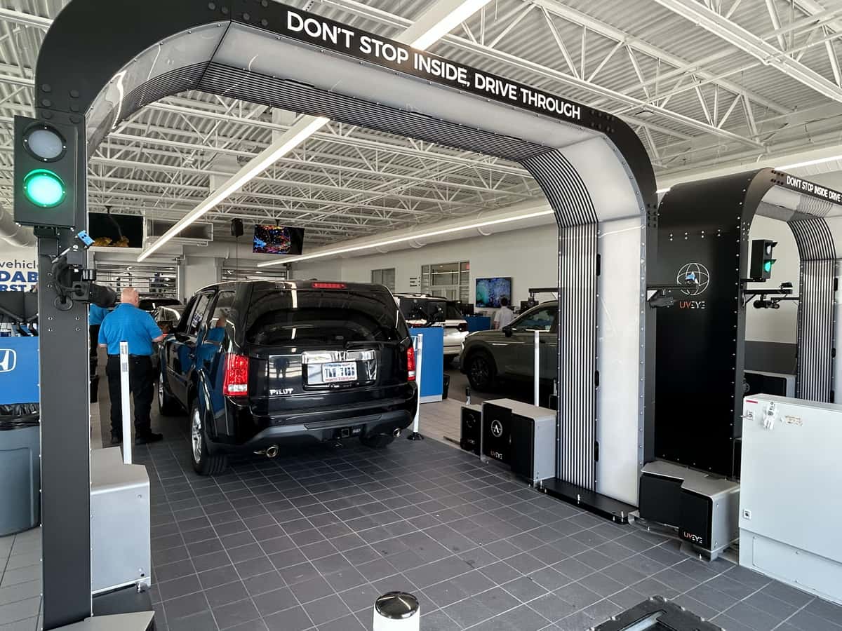 Inside the Honda of Huntersville service center featuring the UVEye tech