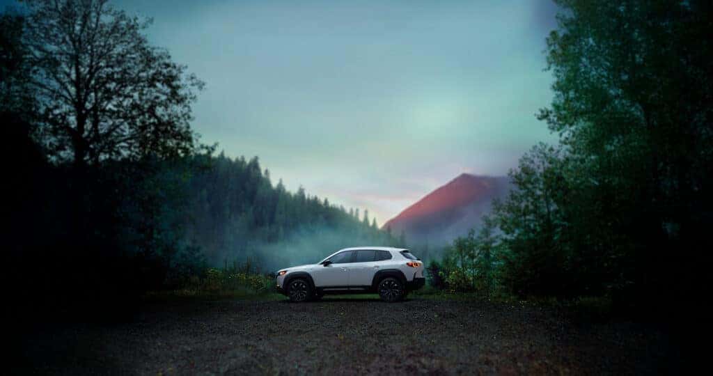 2025-Mazda-CX-50-exterior-dimensions-of-the-vehicles-side-profile-while-parked-in-the-mountains