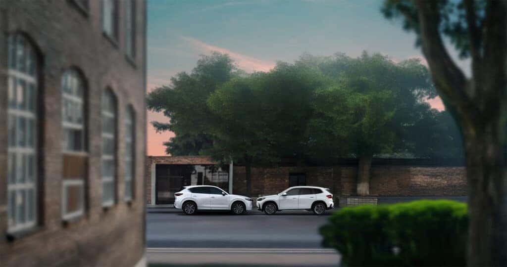 Test driving the BMW X1 or Mazda CX-5 through old town Sanvannah