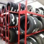 Shelves with tires on them at our Kalispell Toyota dealership