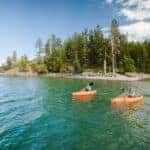 Two people kayaking on Flathead Lake in Northwest Montana