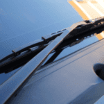 Stock image of windshield wipers on a vehicle