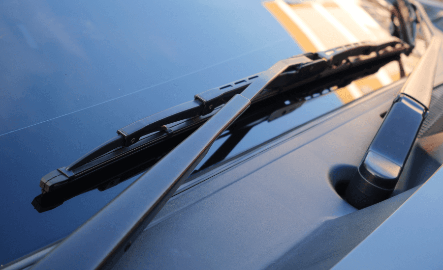 Stock image of windshield wipers on a vehicle