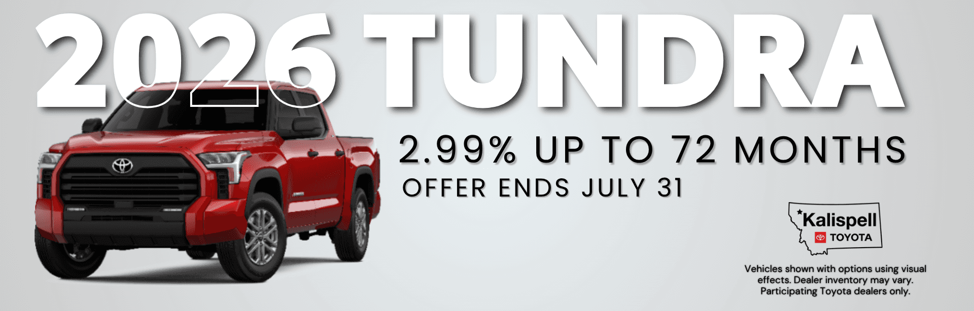 2.99% APR up to 72 Months on 2026 Tundras