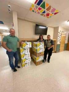 dropping off food at schools