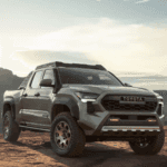 2024 Toyota Tacoma Trailhunter in green on plateau