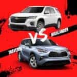 Chevrolet Traverse in white vs Toyota Highlander in blue