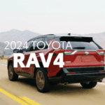 2024 Toyota Rav4 in red driving on a highway