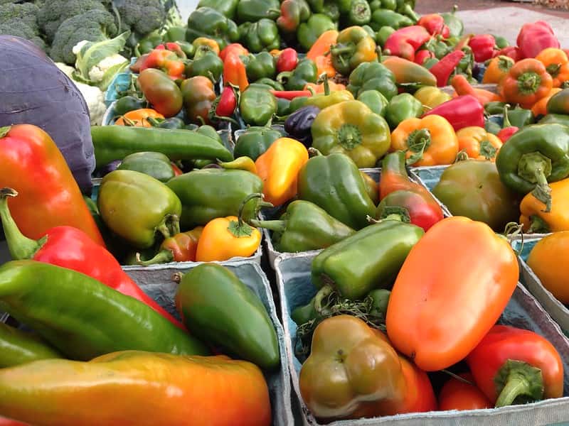 Peppers at a farmer's market