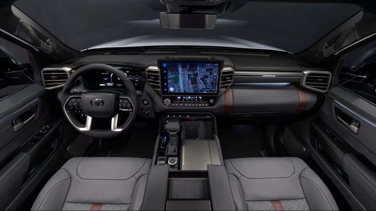 2026 Toyota Tundra Capstone interior with large touchscreen and premium cabin materials