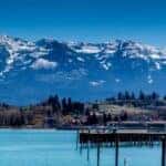 Flathead Lake with the Swan mountains looming in the background