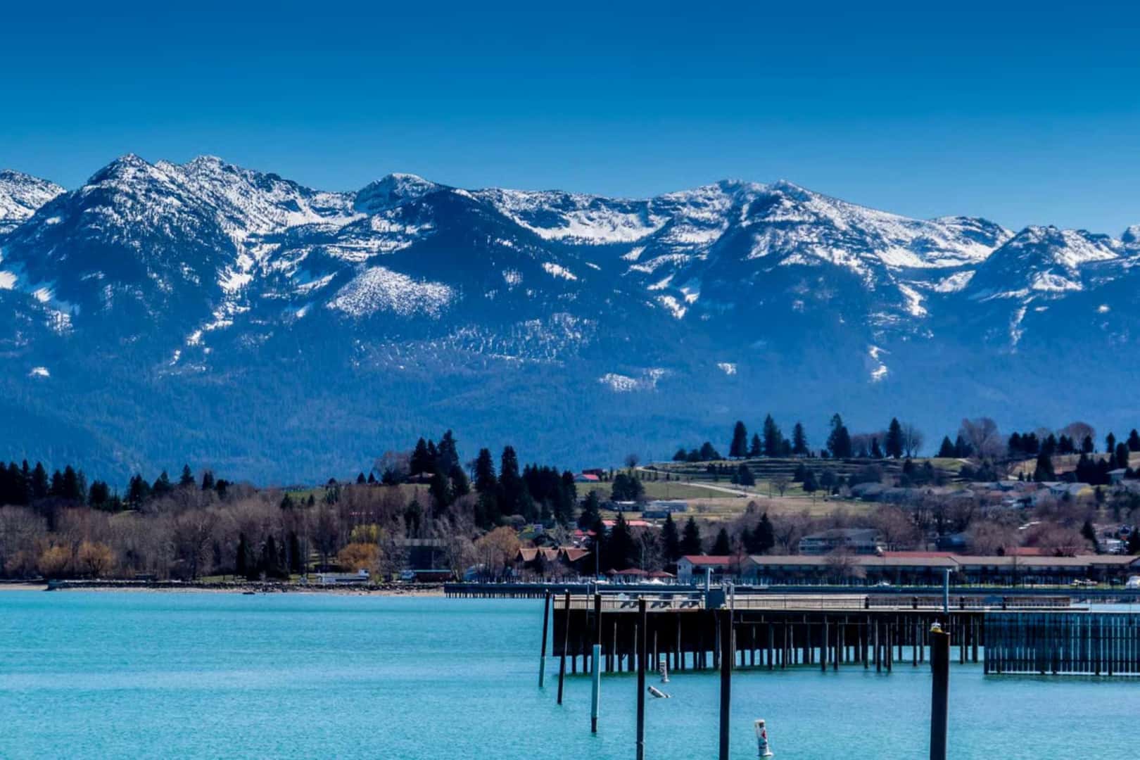 Flathead Lake with the Swan mountains looming in the background