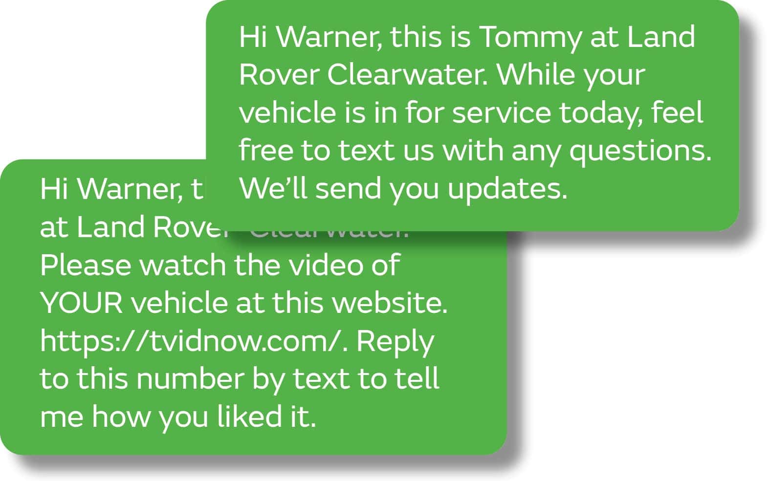 sms text about Land Rover Clearwater and thier new video service