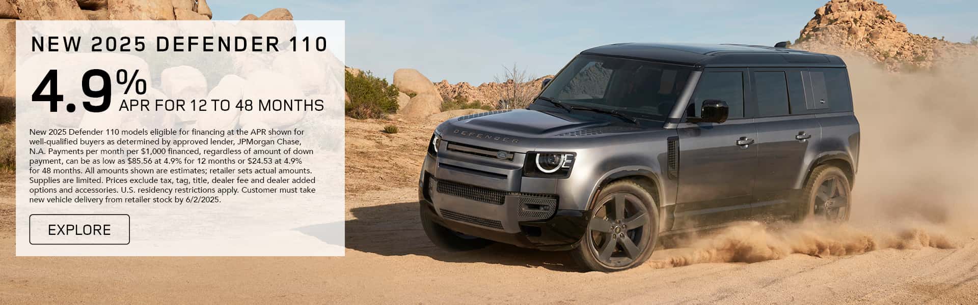 defender 110 desert scene