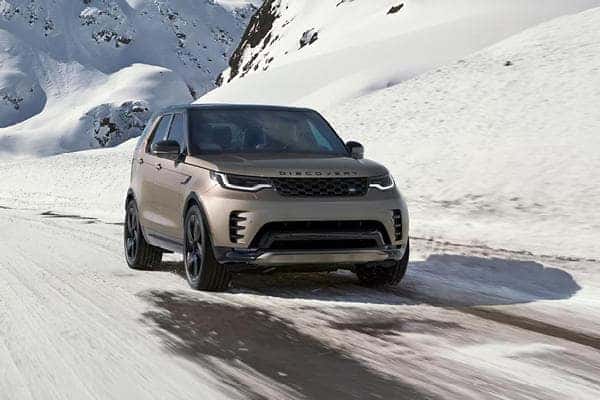 land rover discovery on icy road