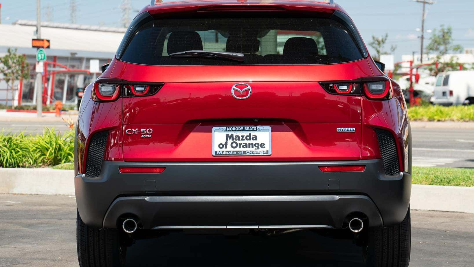2026 Mazda CX-50 Hybrid exterior front three-quarter view at Mazda of Orange in Orange County