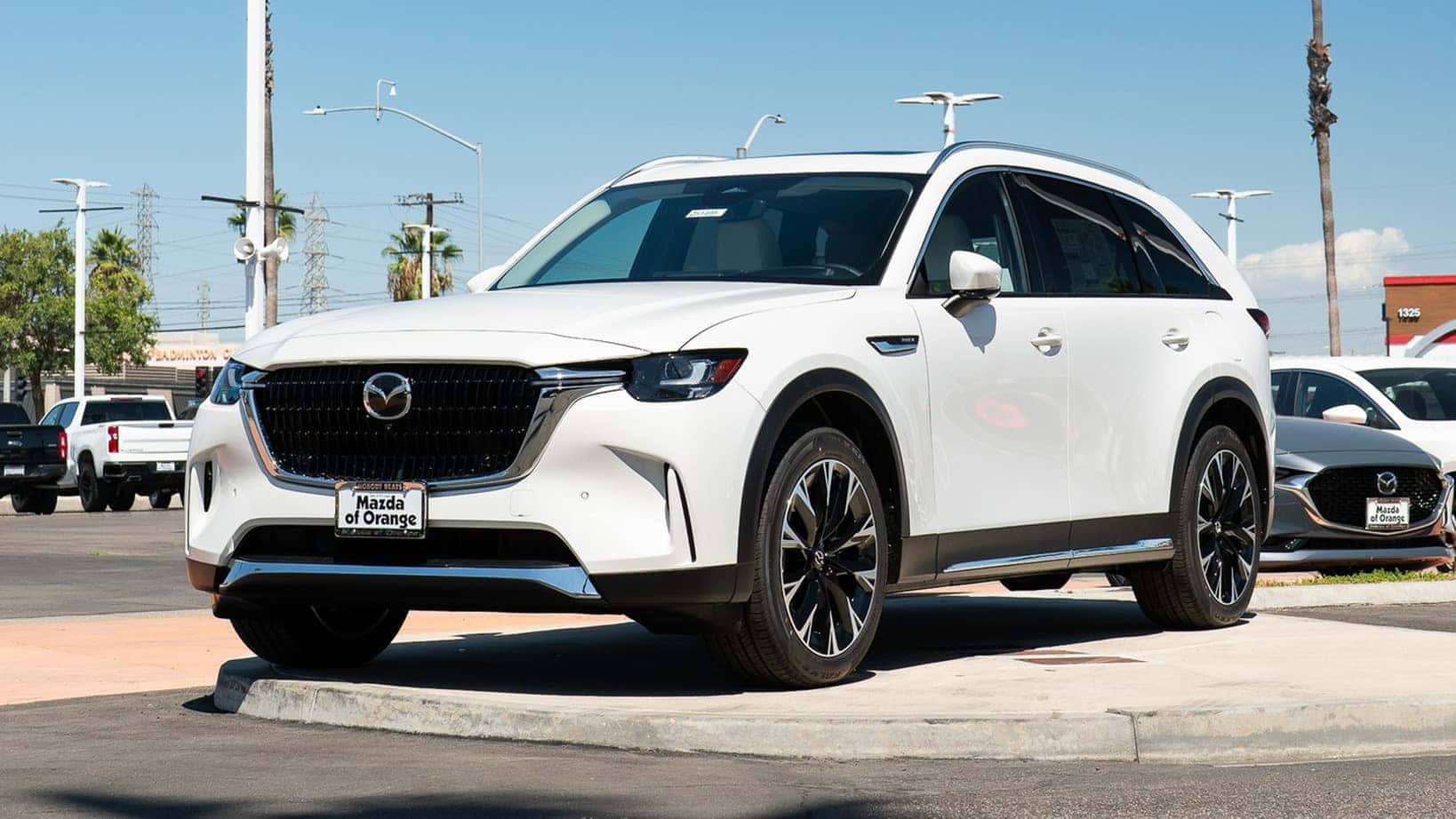 2026 Mazda CX-90 exterior front three-quarter view at Mazda of Orange in Orange County