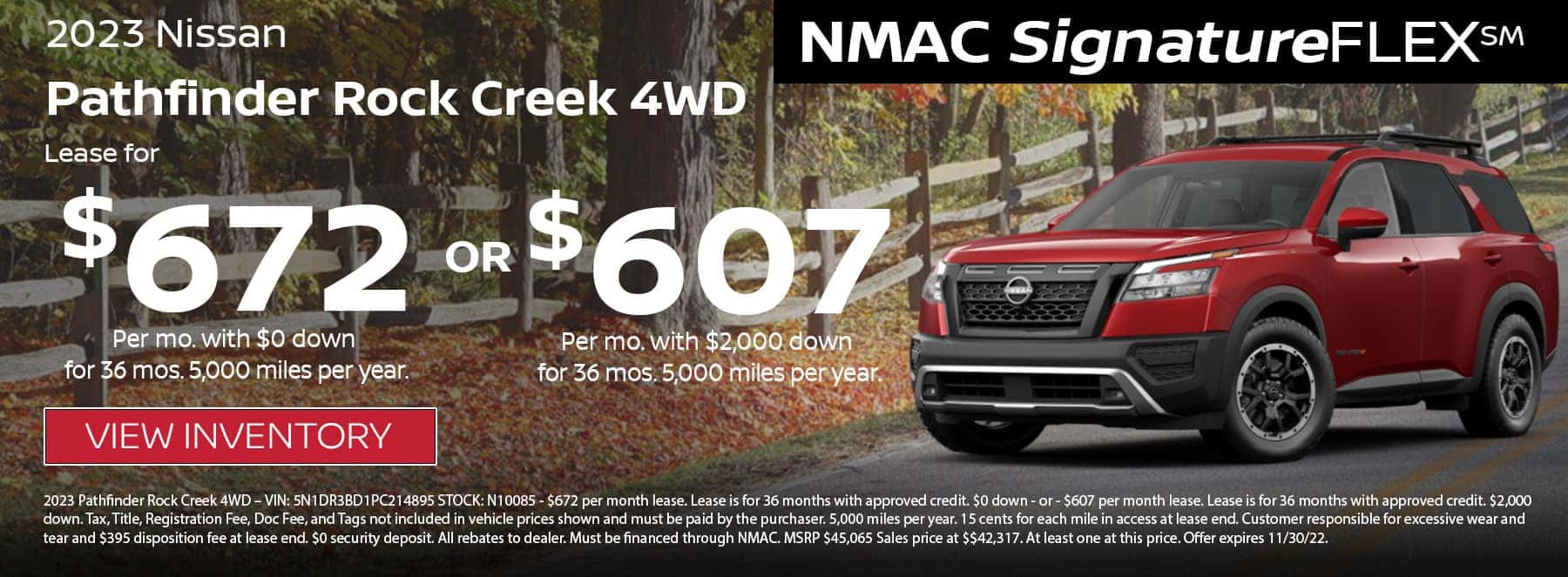 2023 Pathfinder Rock Creek 4WD SignatureFLEX Lease Offer