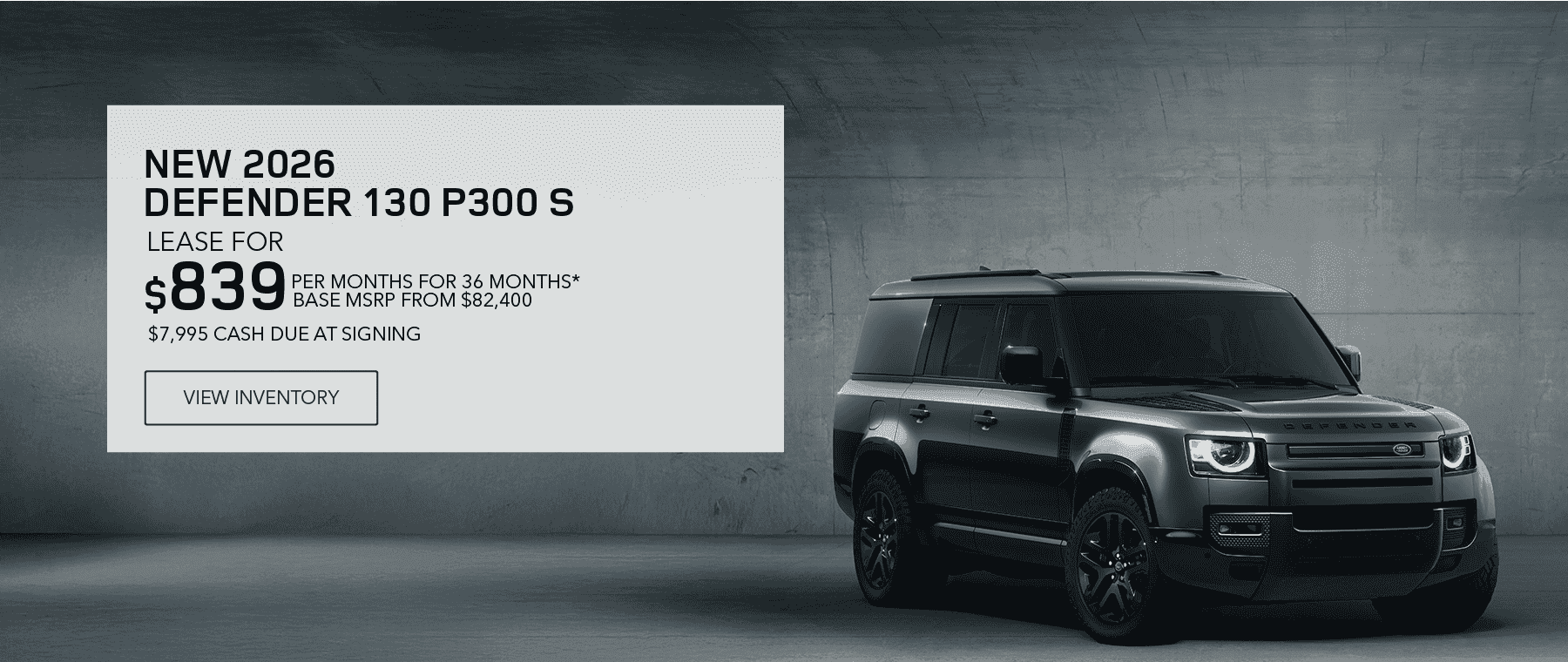 New 2026 Defender 130 lease offer for October 2026