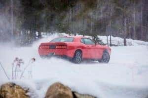 dodge challenger offroading on the snow in Mississauga,Brampton suburbs