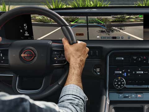 invisible hood feature displayed on the infotainment screen of a 2025 nissan armada