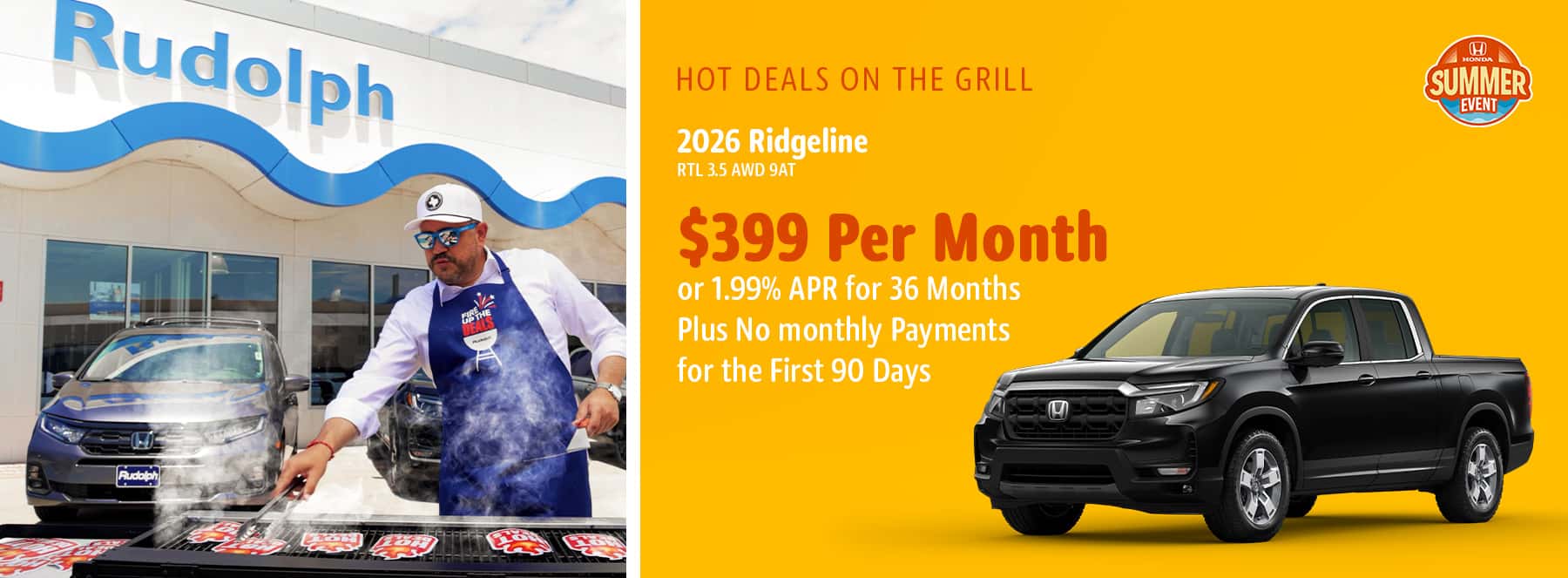 Honda Ridgeline - $399/mo or 90 days no payments or 1.99% APR