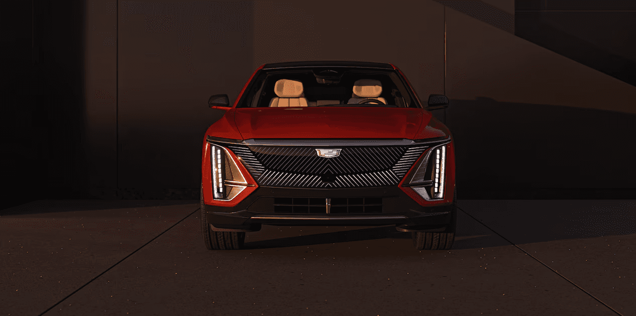 Front view of the all-electric 2024 Cadillac LYRIQ SUV