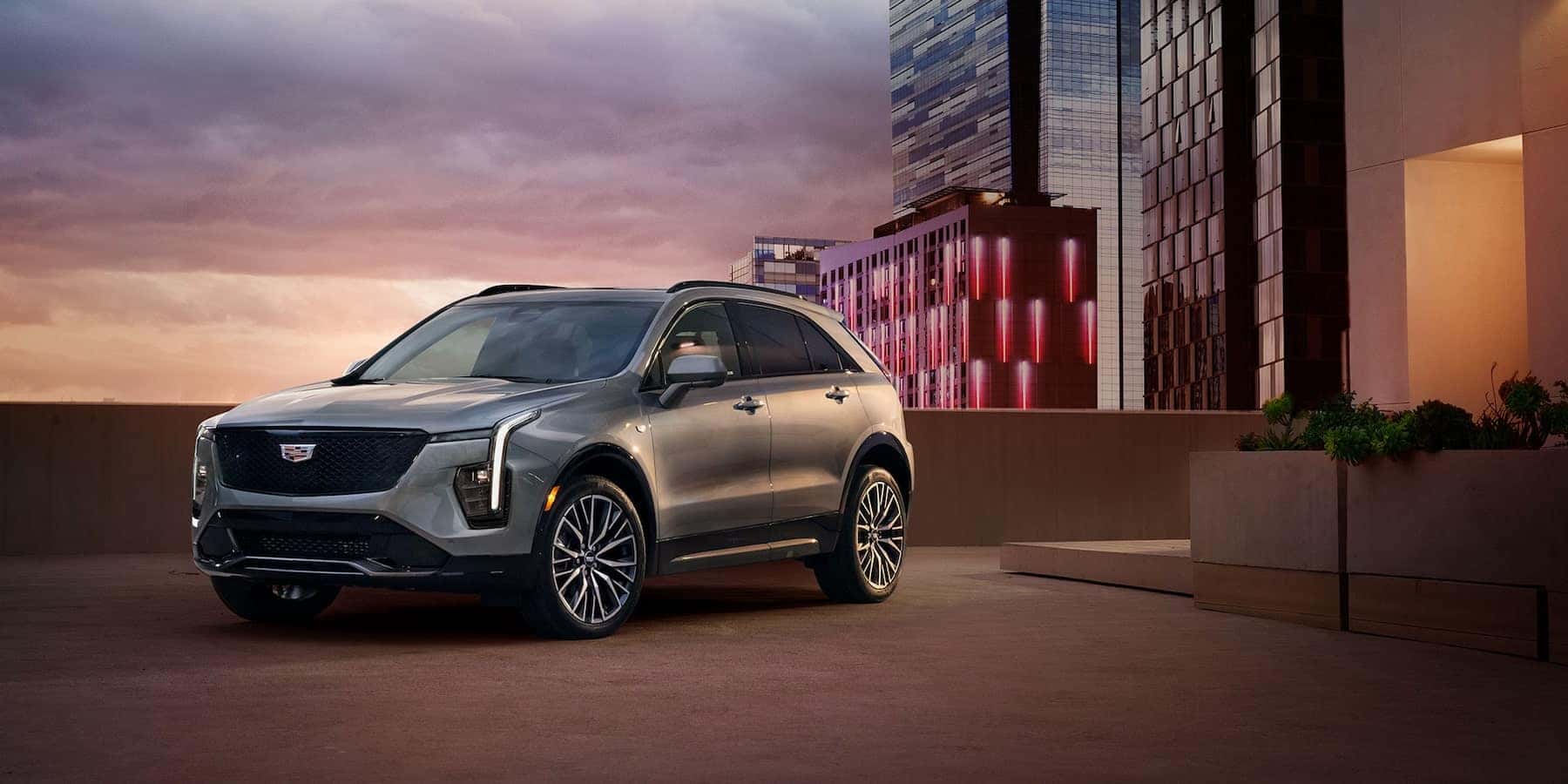A parked grey 2025 Cadillac XT4