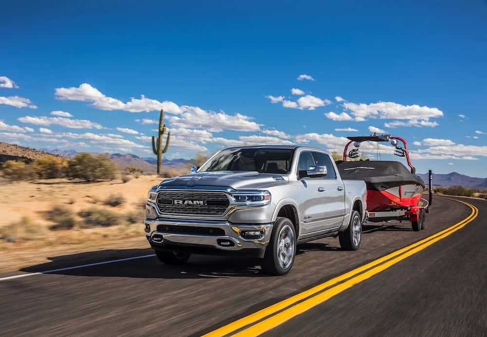 2025 RAM 1500 towing a boat