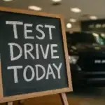 Chalkboard with the words Test Drive Today