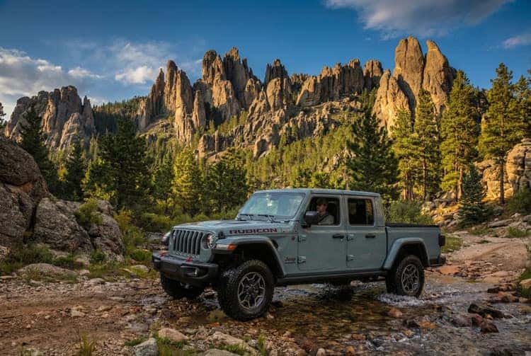 Jeep Gladiator parked near trailhead in Black Hills, SD