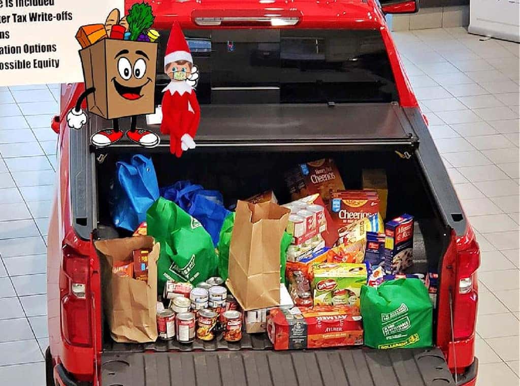 truck with groceries in the back