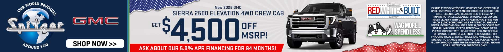 05.2025_Carrera_Get $4,500 off MSRP on New 2025 GMC Sierra 2500 Elevation 4WD Crew Cab Models!