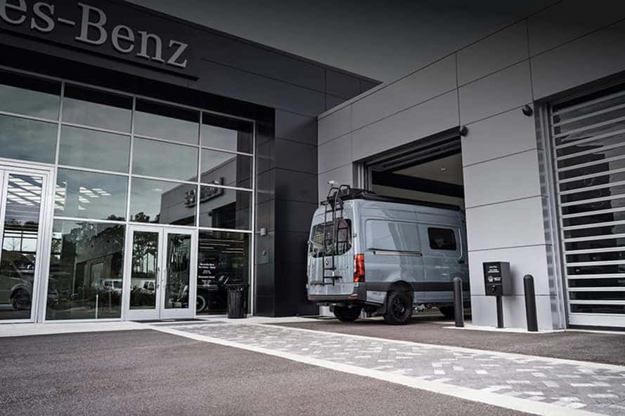 Mercedes-Benz Sprinter in the service bay at Mercedes-Benz Vans of Laguna Niguel