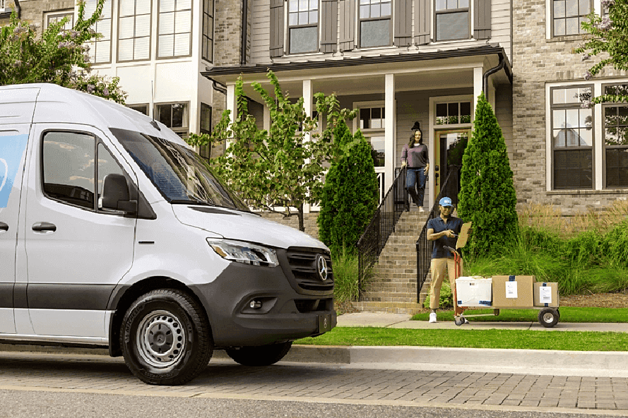 Mercedes-Benz Sprinter working a delivery route in Southern California