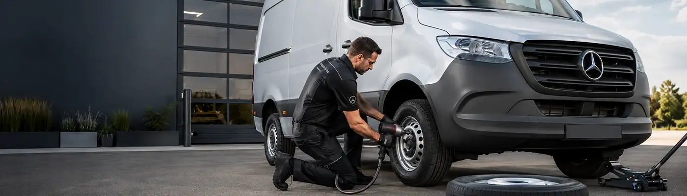 Mercedes-Benz Tech Replacing Flat Sprinter Tire